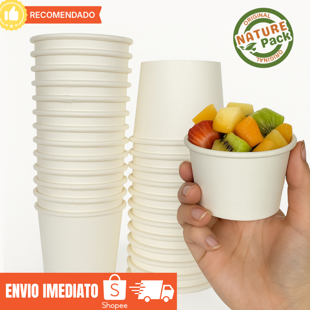 Pote Papel Descartável Branco 100ml Sobremesas Doces Bolo de Pote 80un