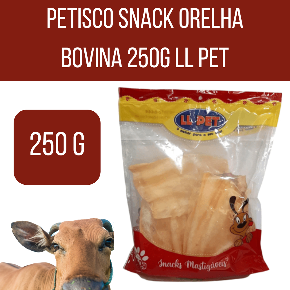 Petisco, Snack, Cães, Orelha Bovina, LL Pet