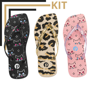 Kit Chinelo Feminino Casual Estampado Macio