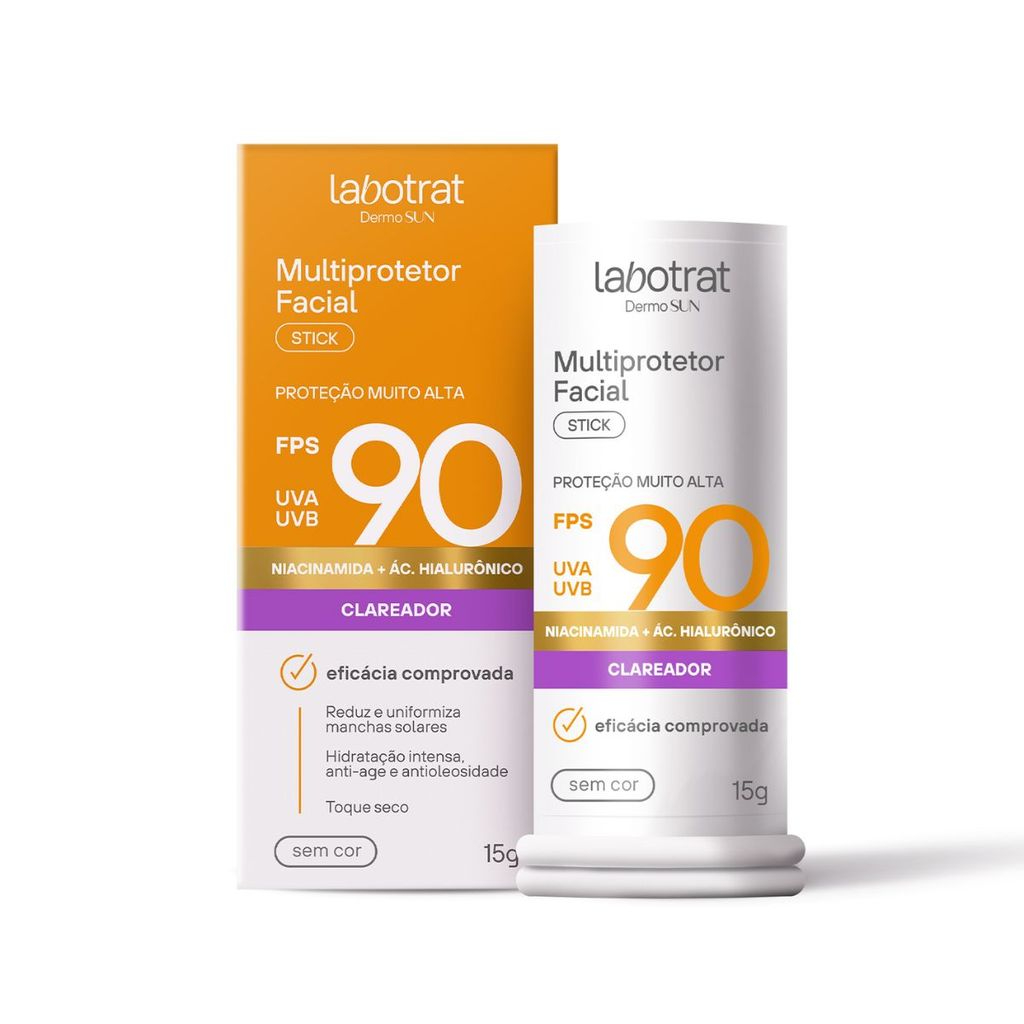 Protetor Solar Facial Stick Labotrat FPS 90 – Sem Cor, Antienvelhecimento e Hidratante