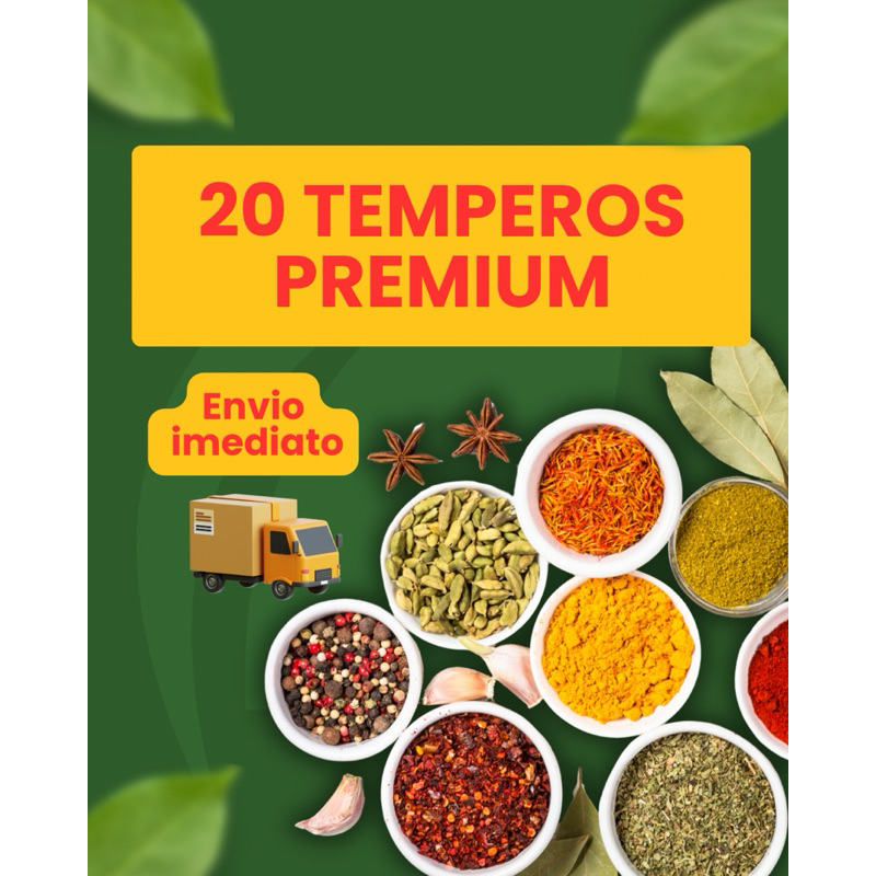 Kit com 20 Temperos e Condimentos Naturais em Sachês Sem conservantes Envio Rápido