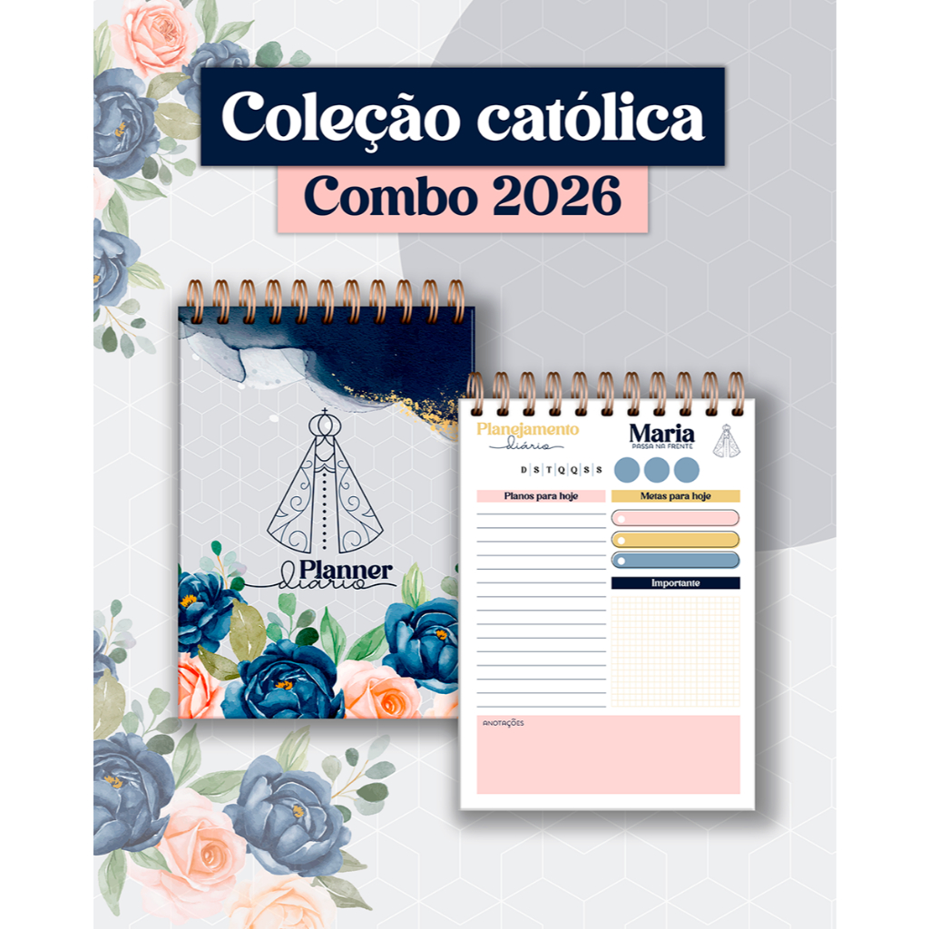 Agenda 2026 Católica Nossa Senhora Aparecida Devocional Caderno Planner Planner Diario Bloco de Notas Caneca DSG 0003