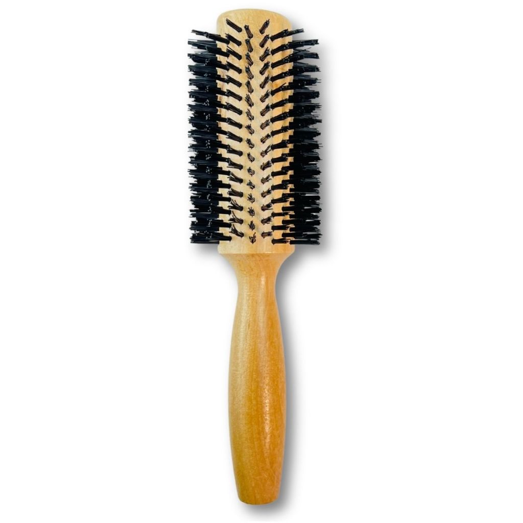 Escova Cabelo Redonda Madeira Vernizada Cerdas Sintéticas em Oferta na Shopee
