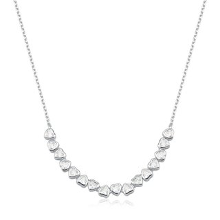Colar Feminino de Prata 925 Corações Cravejados