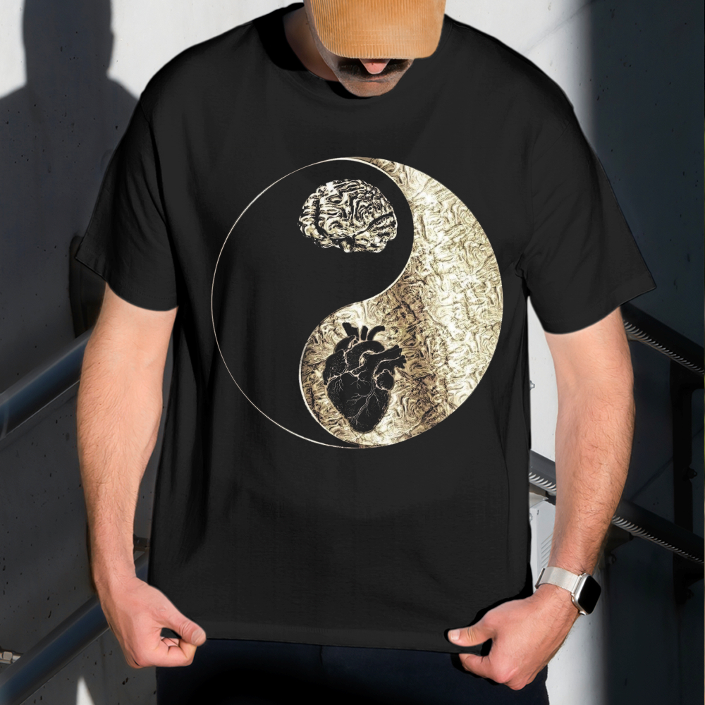 Camiseta Masculina Estampa Ying Yang Humano 100% Algodão Estilo Conforto Diário Do Tamanho P ao GG