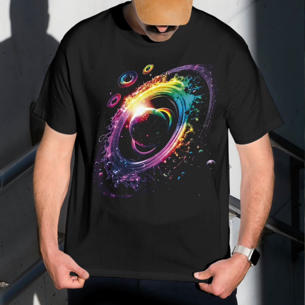 Camiseta Masculina Estampa Universo de Tinta 100% Algodão Estilo Conforto Diário Do Tamanho P ao GG