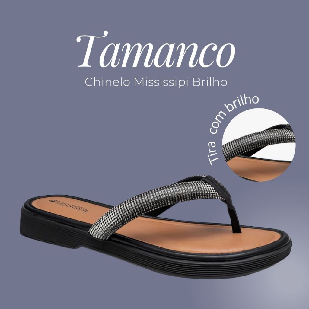 Tamanco Chinelo Mississipi Brilho Confortável J0951 em Oferta na Shopee