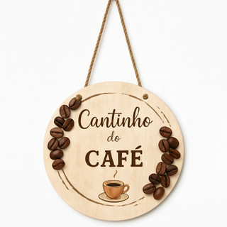 Placa Decorativa Cantinho do Café em MDF 20cm – Impermeável Porta Decorativo Tema Cantinho Do Café Casa e Decoração