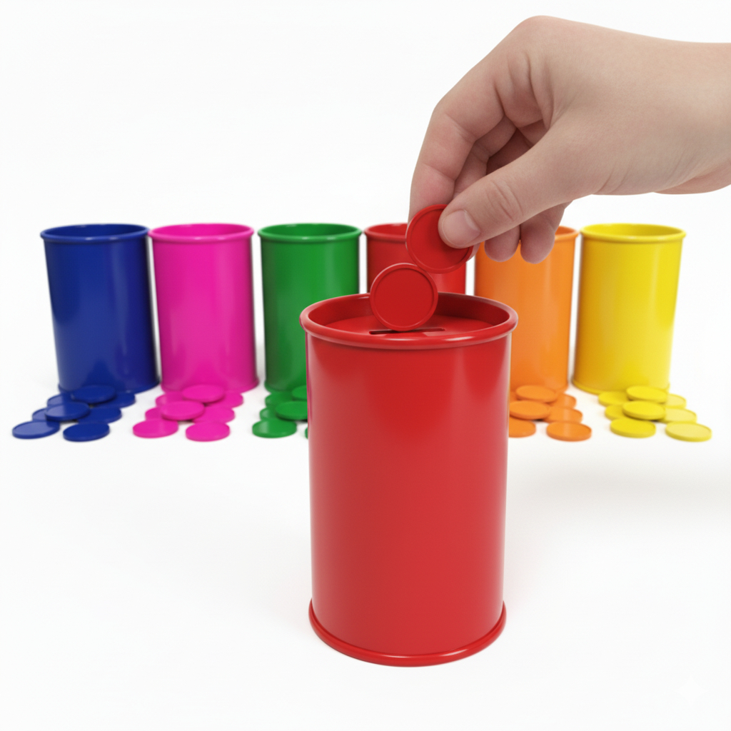 Cofres Com Moedas Coloridos 6 Cores Coordenação Motora Fina em Oferta na Shopee