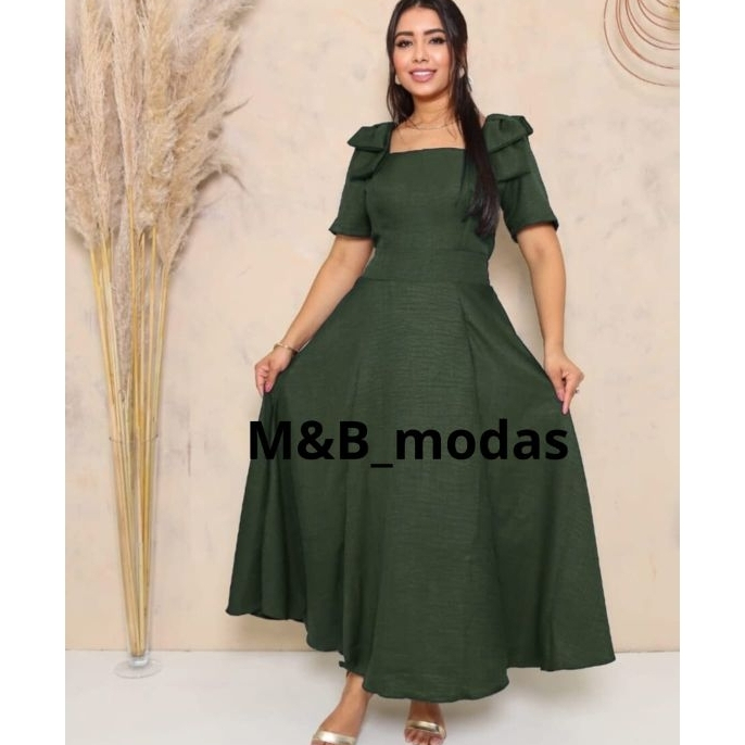Vestido midi con manga de laço nu Ombro   para cualquier ocasión feta luxo romantico