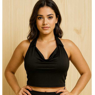 Cropped gola alta em malha Suplex com costas nua, blusinha cropped feminina sem costa nua.
