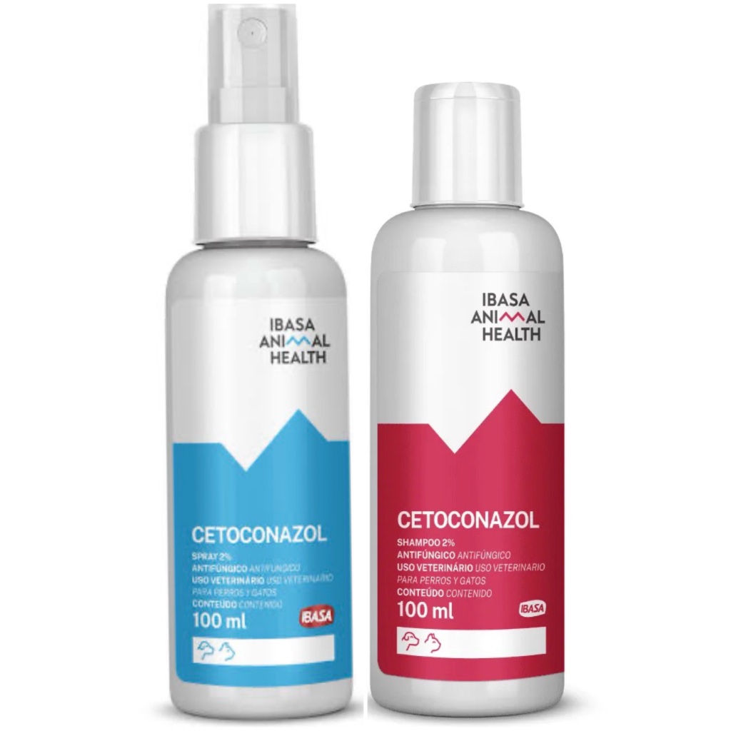 Kit Shampoo E Spray Cetoconazol2% 100ml Antifúngico Cão Gato- IBASA