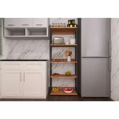 Kit Mesa Industrial C/ Estante Organizadora Madeira