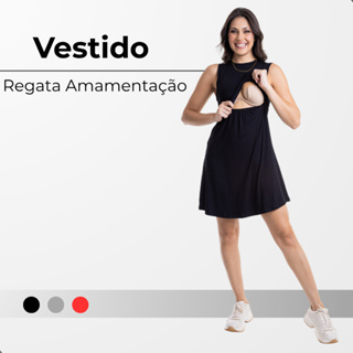 Vestido Amamentação Gestante Regata Prático Amamentar Maternidade Casual em Oferta na Shopee