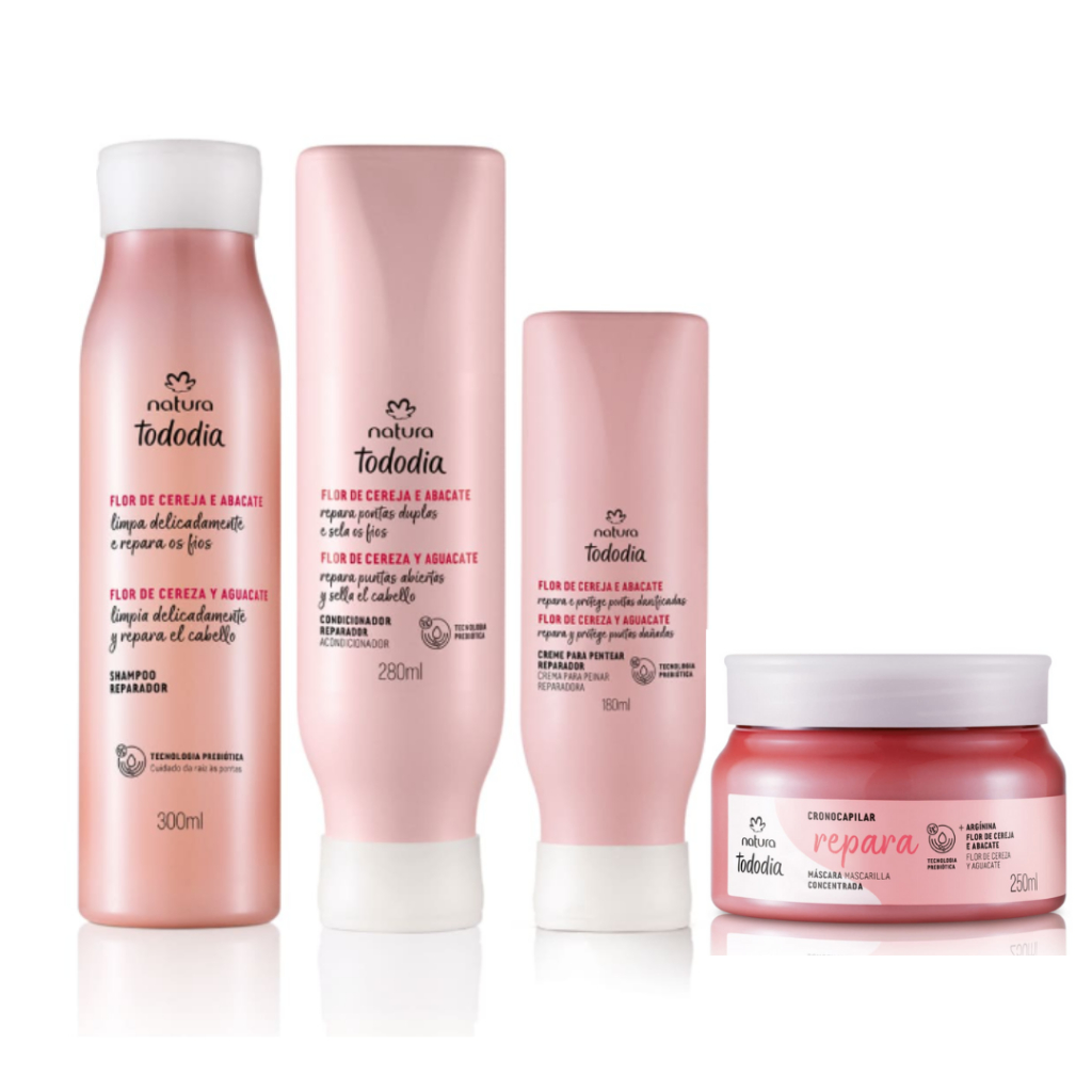 Kit Reparador dos Cabelos Tododia Flor De Cereja E Abacate 4 Produtos Natura