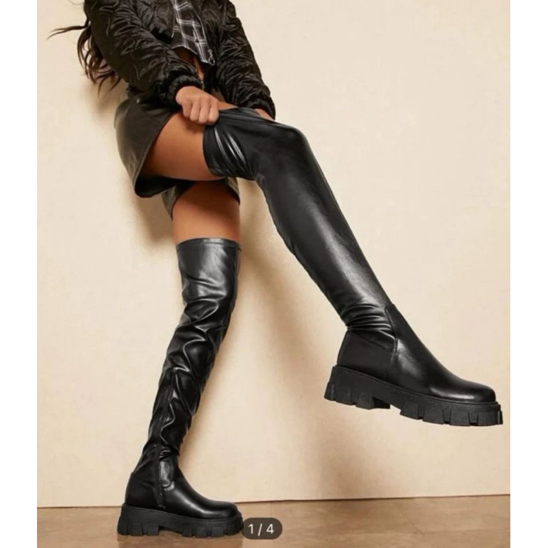 Bota Coturno Feminina Cano Alto Over The Knee Plataforma Blogueira Tendência em Oferta na Shopee