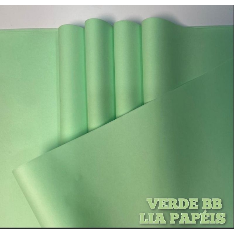 Papel de Seda Premiun Verde BB - Pct 100 Unidades *4 Opções de Tamanho,embalagem roupa,doces rococó, pipas embrulhos