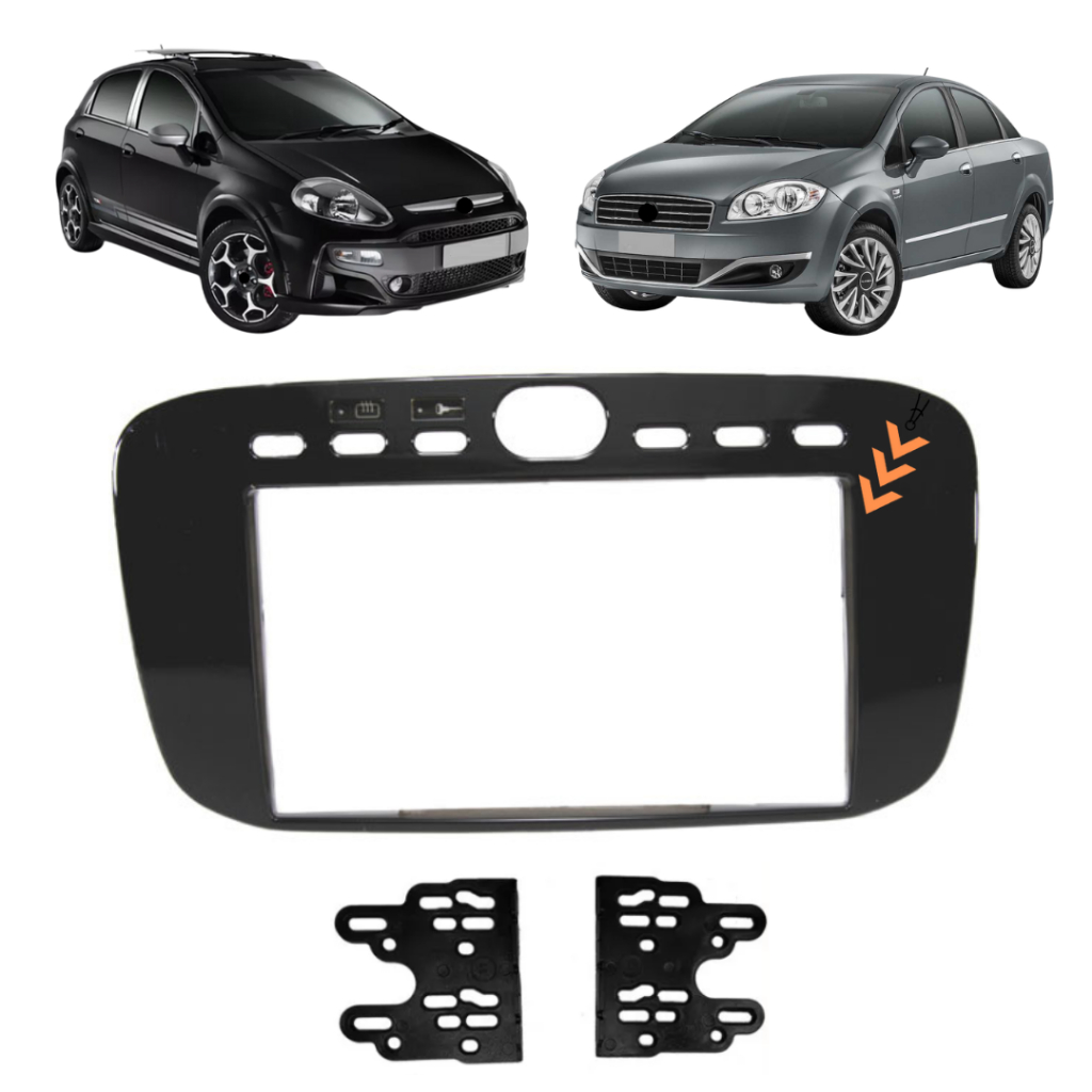 Moldura painel 2 Din Multimidia Punto 2013 até 2017 Linea 2015 até 2016 Black Piano em Oferta na Shopee