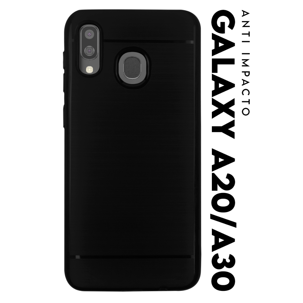 Capa Capinha Case Emborrachada Carbon Preta Samsung Galaxy A20 A205 - Galaxy A30 A305 tela 6.4 pol.
