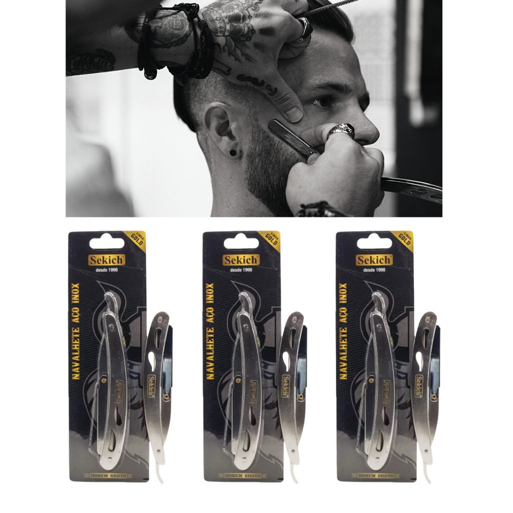Navalhete Profissional Sekich Gold Inox — Precisão, Estilo e Performance