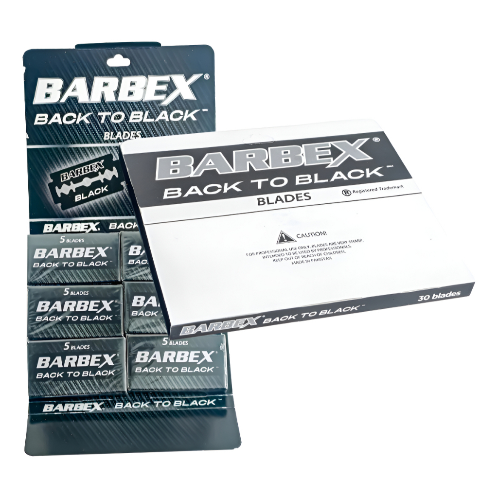 Kit 30 Lâminas Barbex Back To Black Original | Navalha Teflon Inox Barbeiro | Profissional e Preciso
