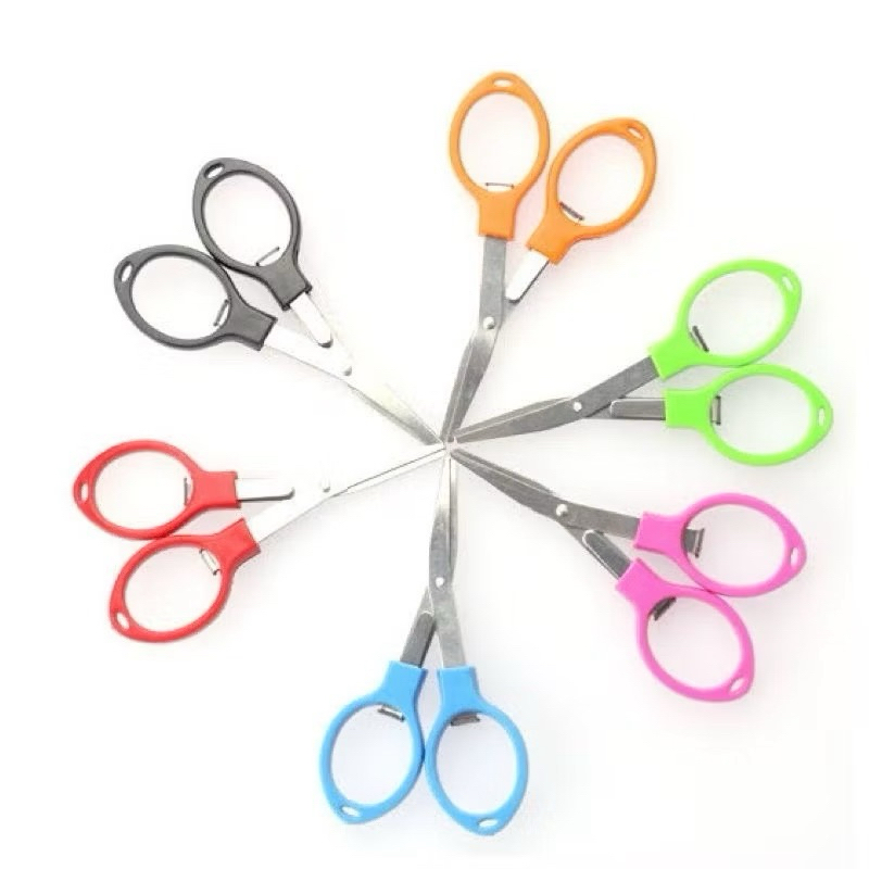 Tesoura Dobrável Portátil Bolso Retrátil Reforçada de Metal Multiuso Cortar Papel Tesouras de Papelaria Recorte Escolar