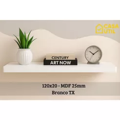 Prateleira 120x20 cm MDF 25mm Branco com Suporte Invisível Reforçado| Sala, Cozinha e Quarto