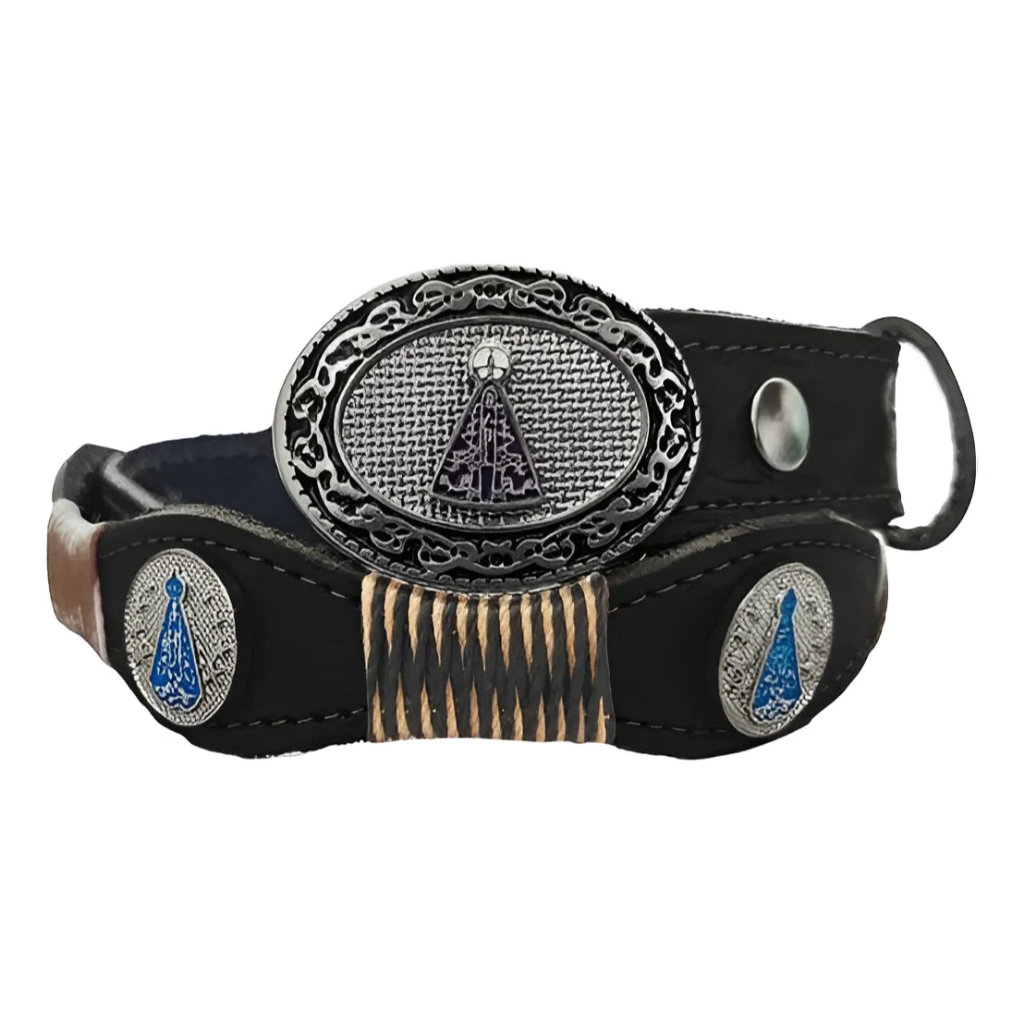 Cinto Infantil Modelo Nossa Senhora Aparecida Produzido em Couro Legitimo é Apliques Anti Ferrugem