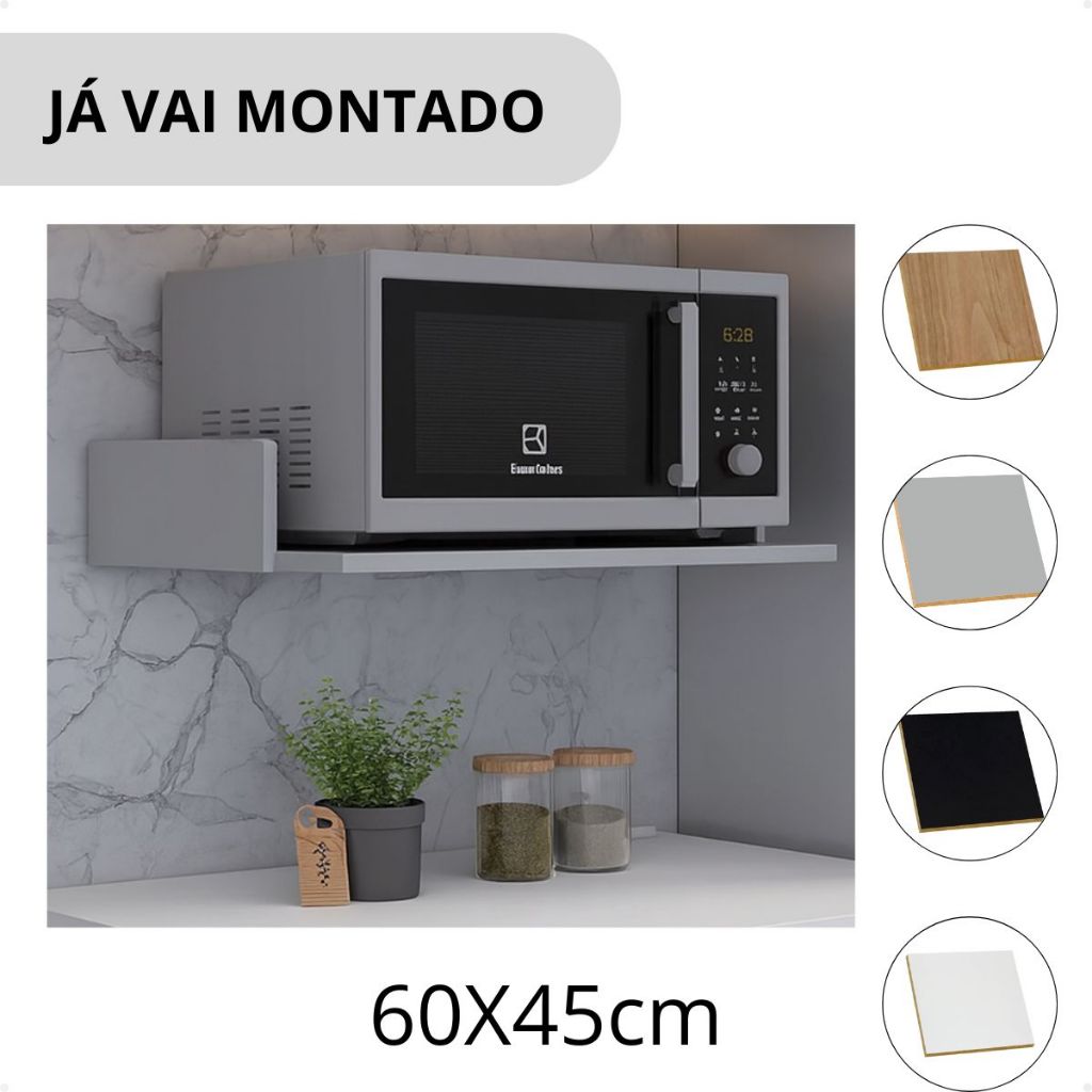 Nicho Suporte Parede Para Microondas 60x45cm Mdf Cozinha Lanchonete em Oferta na Shopee