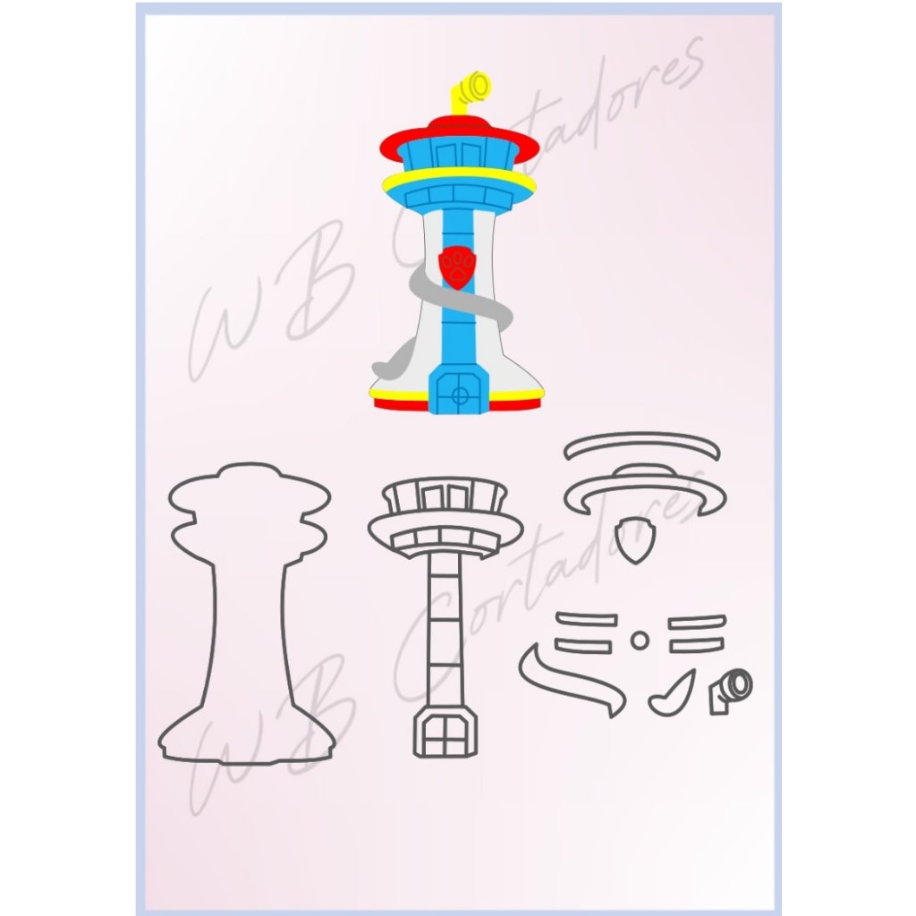 cortador torre patrulha canina 7cm em Oferta na Shopee