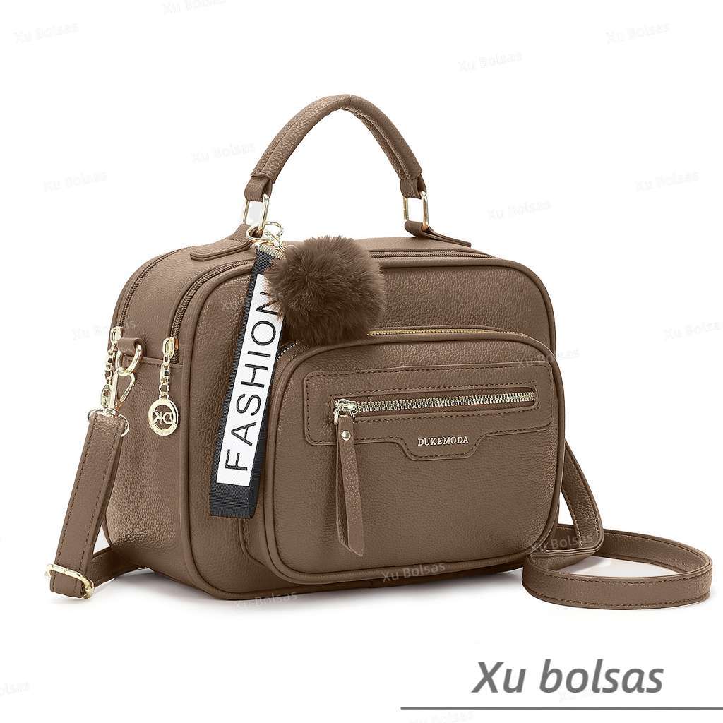 Bolsa Feminina Com Chaveiro Pompom Tira Colo Faixa de Mão De Couro Tranversal DEC6017# em Oferta na Shopee
