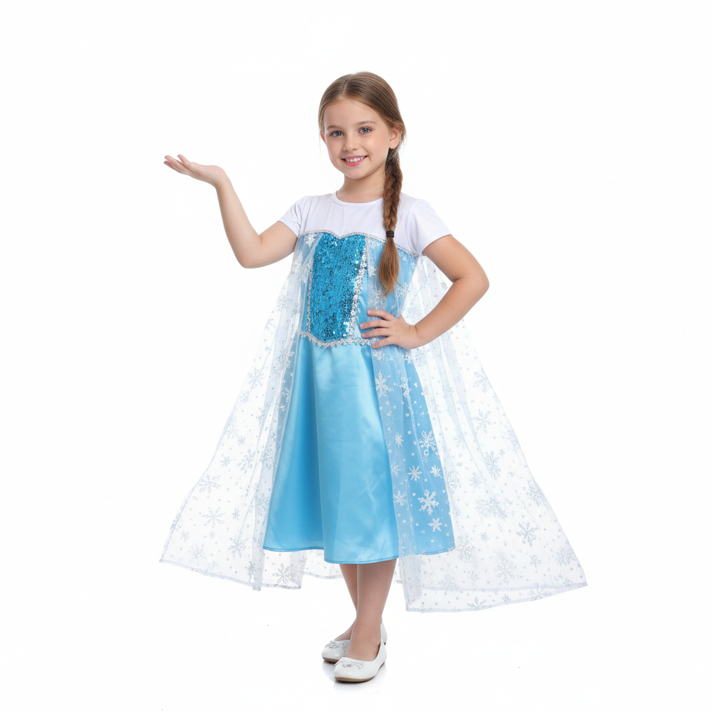 Fantasia Vestido Princesa Elsa Frozen Kit Completo Menina Festa Aniversário