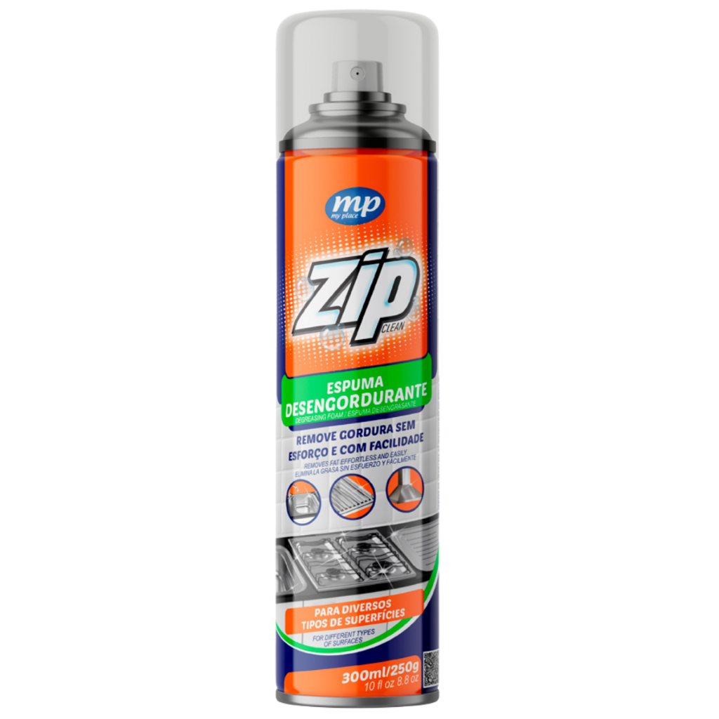 Desengordurante em Espuma Zip 300ML potente para fogão, coifa, exaustor e grelha; dissolve gordura da cozinha