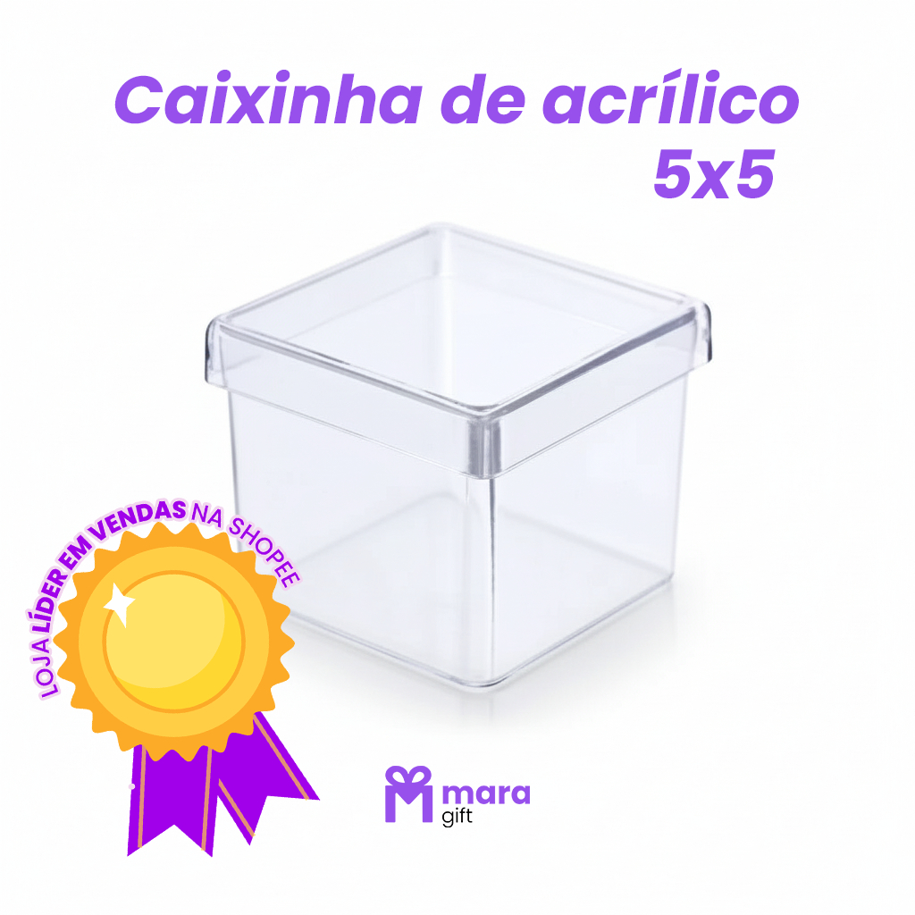 10 à 50 Caixinhas para lembrancinhas, acrílica 5x5 (Festa, organização) em Oferta na Shopee