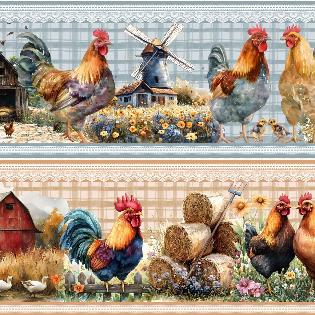 Tricoline Digital Algodão 100% Barrado Fazendinha