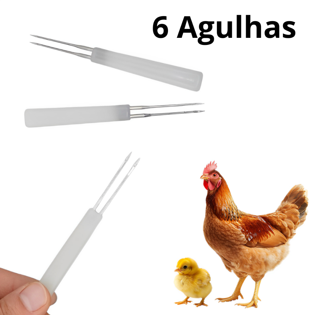 6 Agulhas Aplicador Bouba Aviária Vacinação Galinha Pato Codorna Frango Ganso