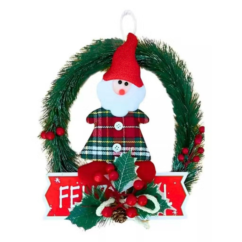 GUIRLANDA NATAL | 22x22CM | DECORAÇÃO DE PORTA | NATALINA | PAPAI NOEL | ANO NOVO | ENFEITE NATALINO | FESTA | FELIZ