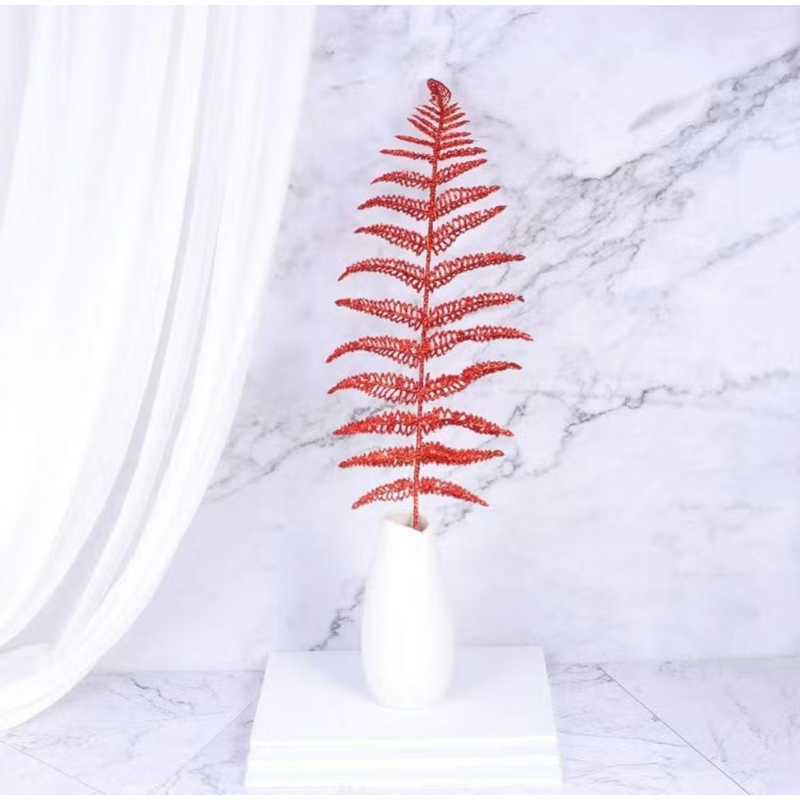 FOLHA DECORATIVA CORES DIVERSAS | TAM.: 45CM | MATERIAL: PLÁSTICO COM GLITTER | 1 UNIDADE | CASA E DECORAÇÃO | NATALINA