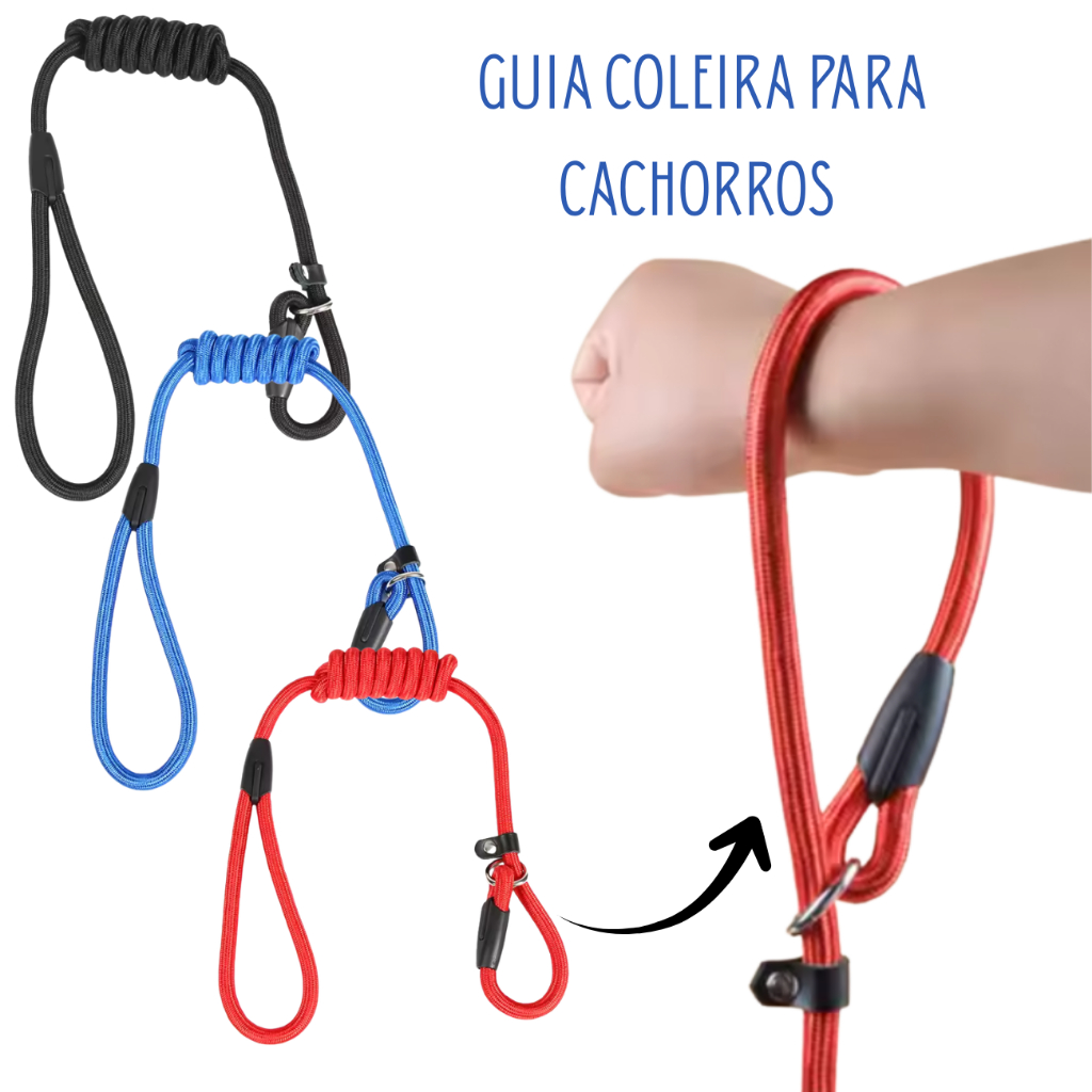 Coleira Guia Unificada Para Cachorro Pet Adestramento Cães Com Enforcador Limitador em Oferta na Shopee