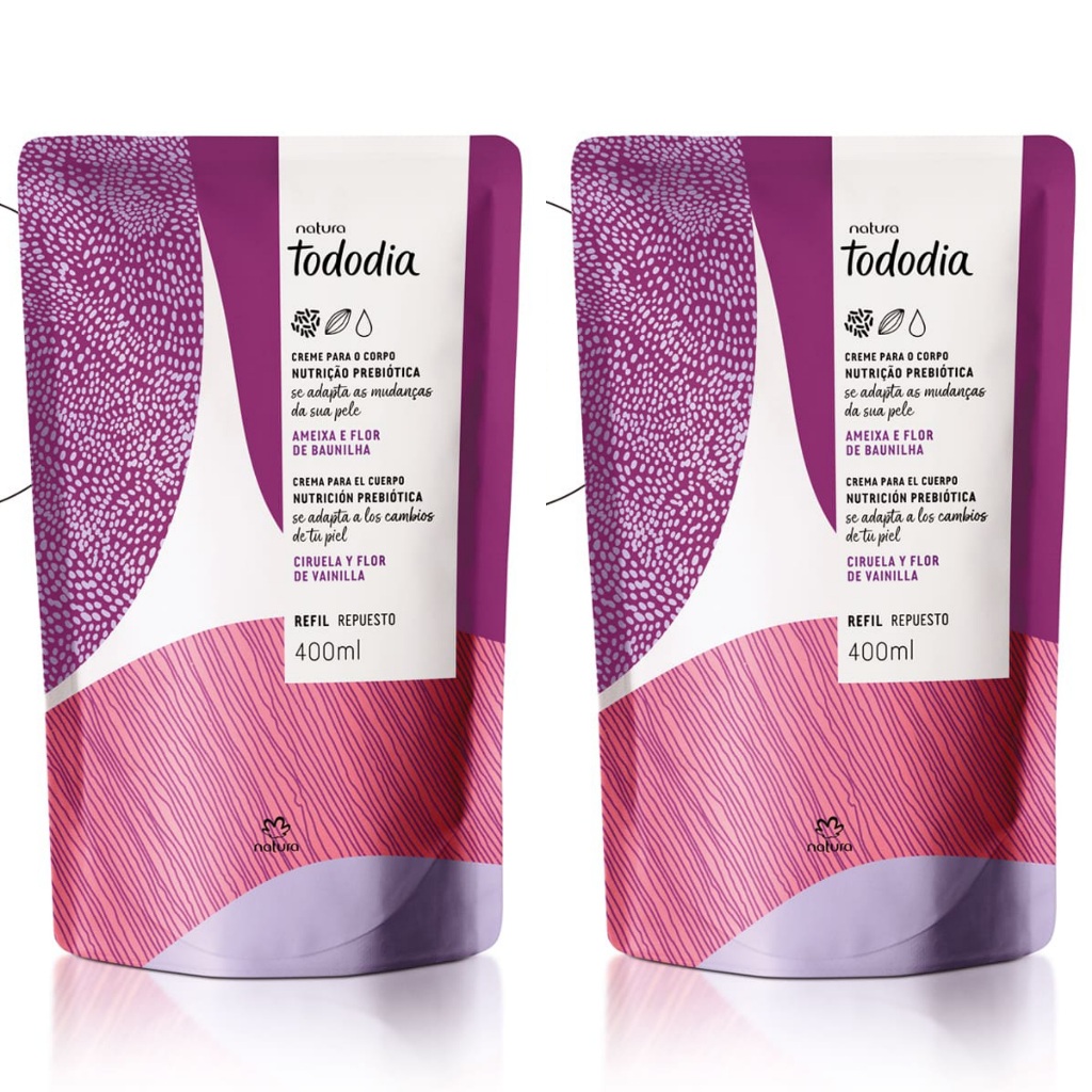 Refil Creme para o Corpo Tododia Ameixa e Flor de Baunilha 400ml(KIT COM 02)
