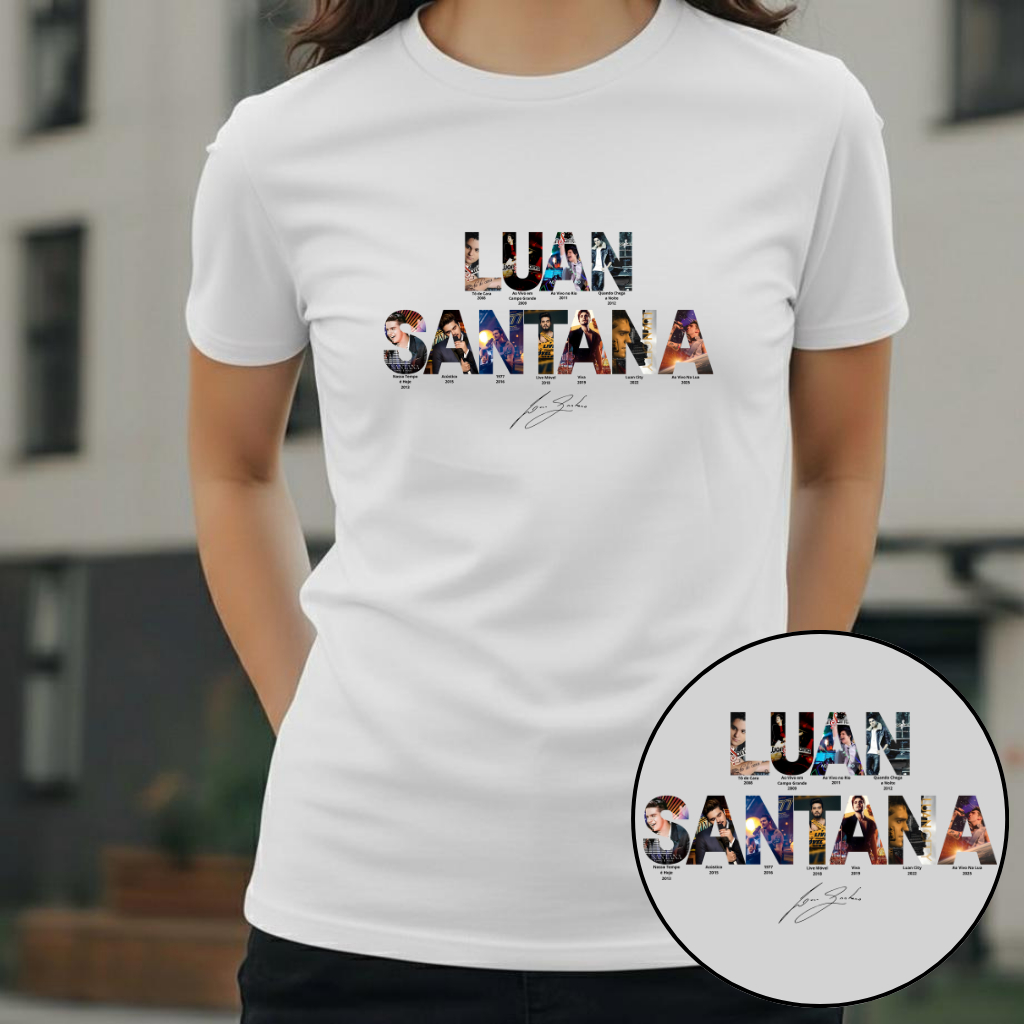Camiseta Luan Santana Trajetória De Álbuns Músicas História Sertanejo Camisa Unissex Premium em Oferta na Shopee