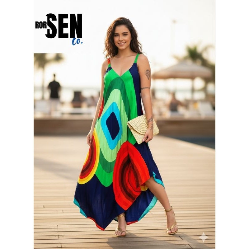 VESTIDO TRAPÉZIO INDIANO BOLSO LATERAIS em Oferta na Shopee