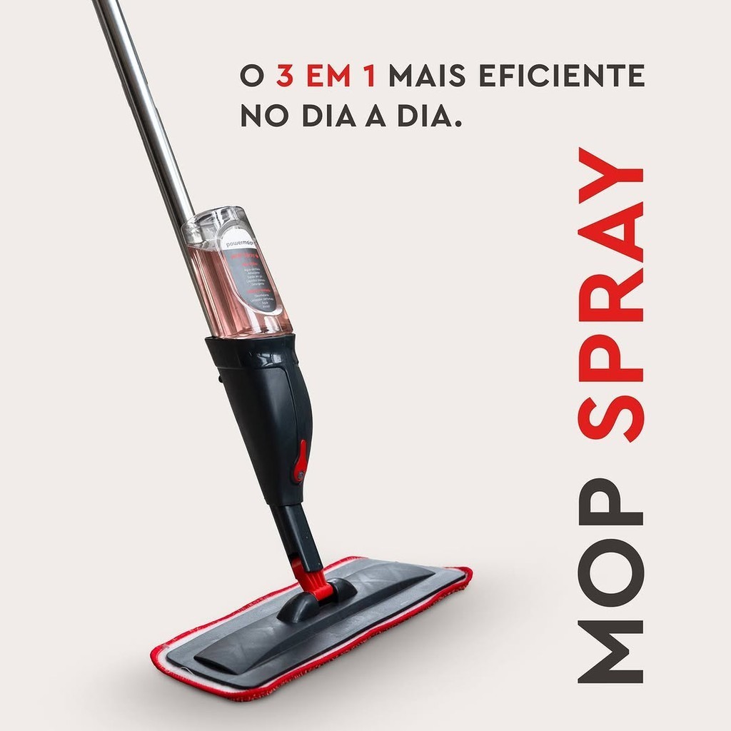 Mop Spray Powermaid Esfregão Com Reservatorio Rodo De Limpeza Microfibra