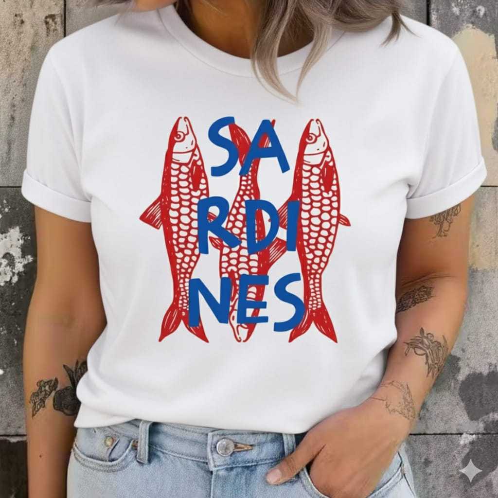 Camiseta Feminina Sardines – Estilo Criativo & Moderno