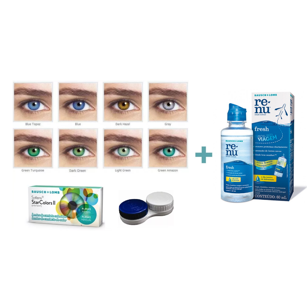 Lente De Contato Star Colors com Estojo e RENU60ML Com Grau (Sob encomenda)