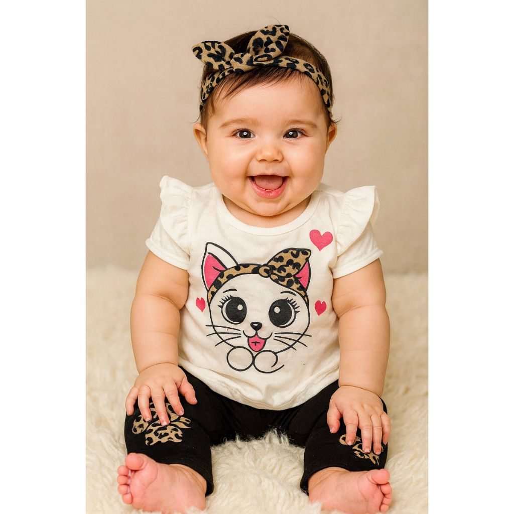 Conjunto Infantil Feminino Bebê 3 a 6 Meses – Camiseta +Calça Estilosa Oncinha ou Minnie Bebê Menina em Oferta na Shopee