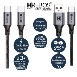 Cabo Tipo C 100w | Trançado | USB A Celular Notebook Tablet Compatível Samsung Iphone 15 …
