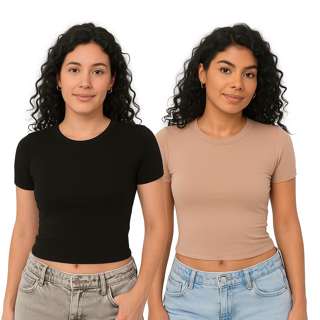 kit 2 blusa feminina baby look feminina blusinha feminina casual em Oferta na Shopee