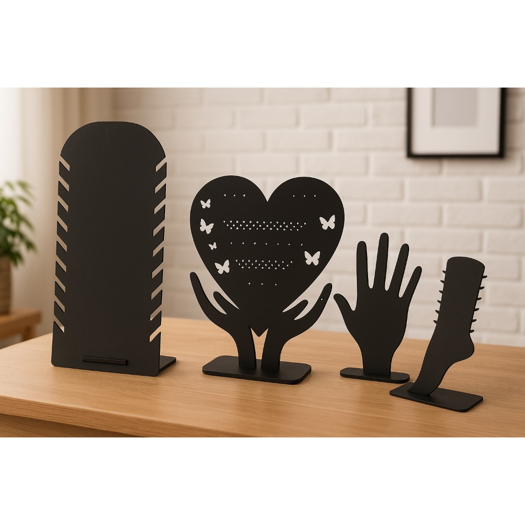 Kit Expositor Bijuterias MDF Porta Colar Pulseira Brinco Kit 4 Modelos