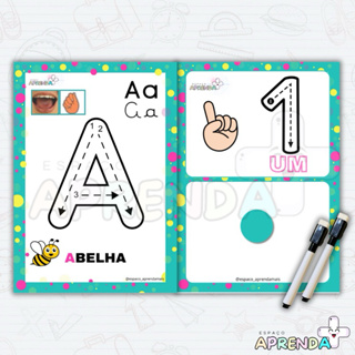 ALFABETO COORDENAÇÃO MOTORA ESPECIAL + NUMERAIS - PLASTIFICADO (COM CANETA APAGÁVEL) em Oferta na Shopee